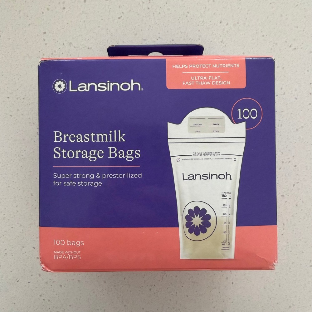 Lansinoh Breastmilk Storage Bags Presterilized BPA BPS‎ Free 100 Count Box